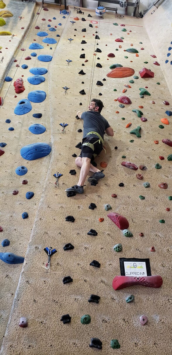 Steve conquering the climbing wall.